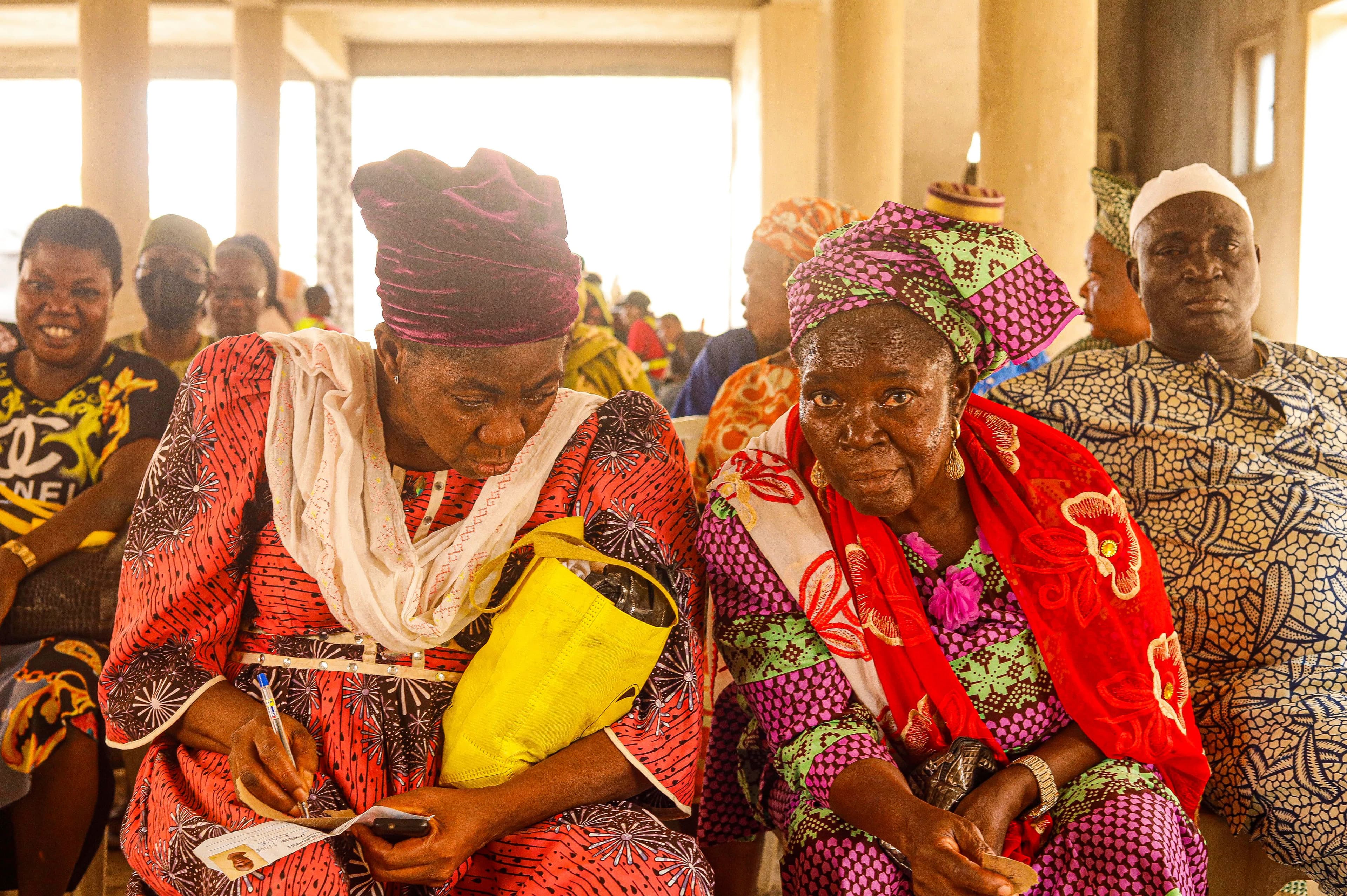 Widows and widowers gathered at a community event
