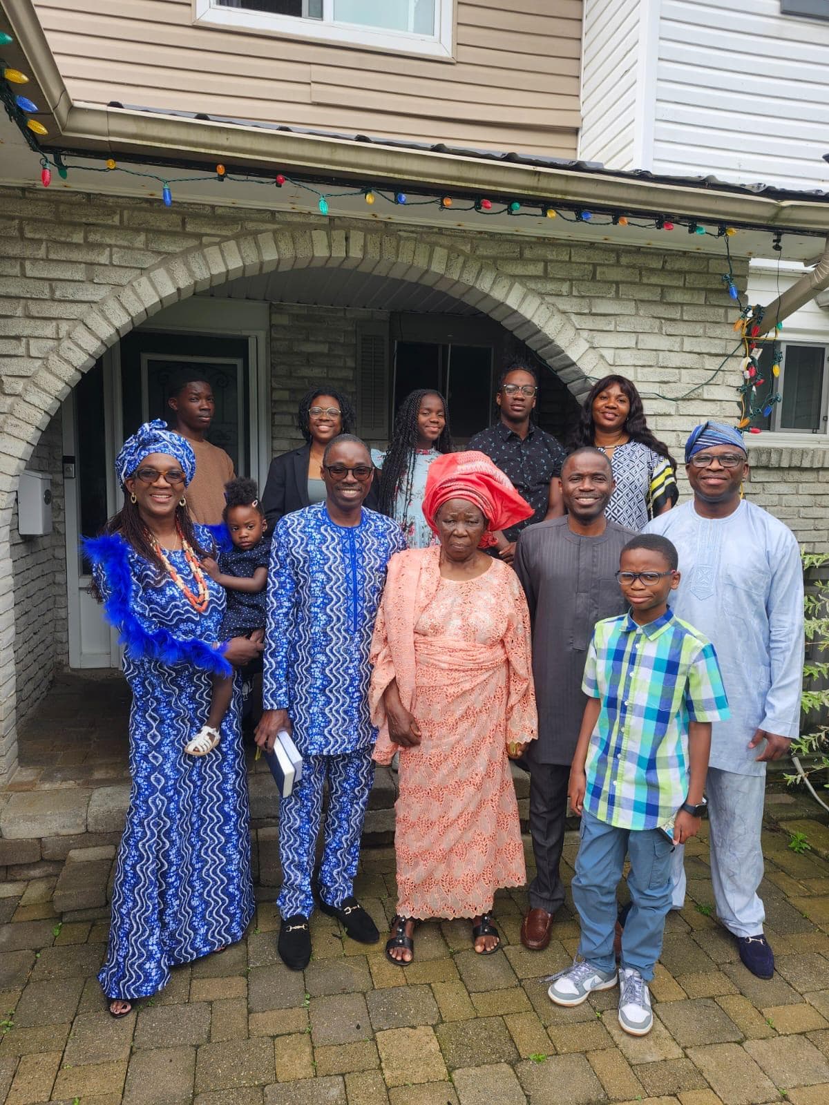 Deaconess Deborah Olubisi Oloyede surrounded by members of her family
